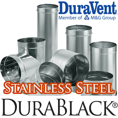 6 DuraBlack Stainless Steel Stove Pipe - Single Wall Pipe - Stove